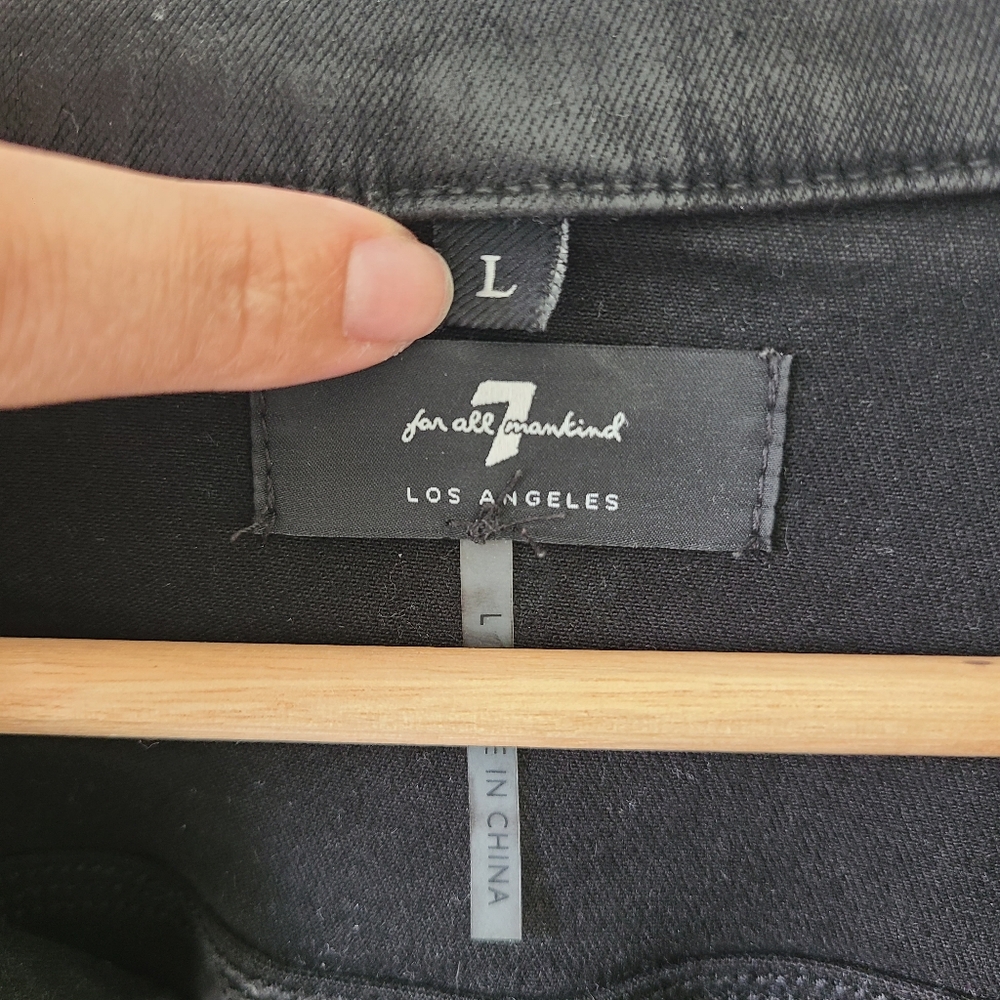 7 For All Mankind - Coated Denim Jacket, Large, Black - Picture 8 of 13